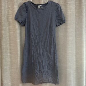 Nine West Gray Puff Sleeve Sheath Midi Dress